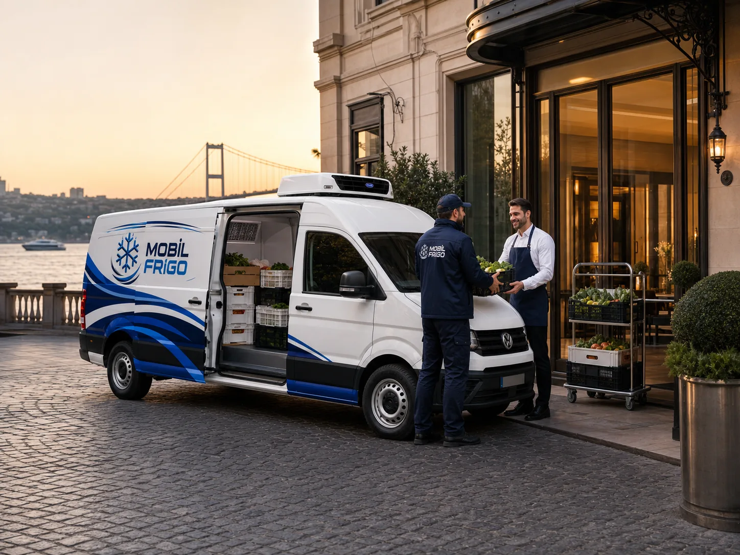 Mobil Frigo Boğaz manzaralı restoran ve HORECA mikro dağıtım teslimatı